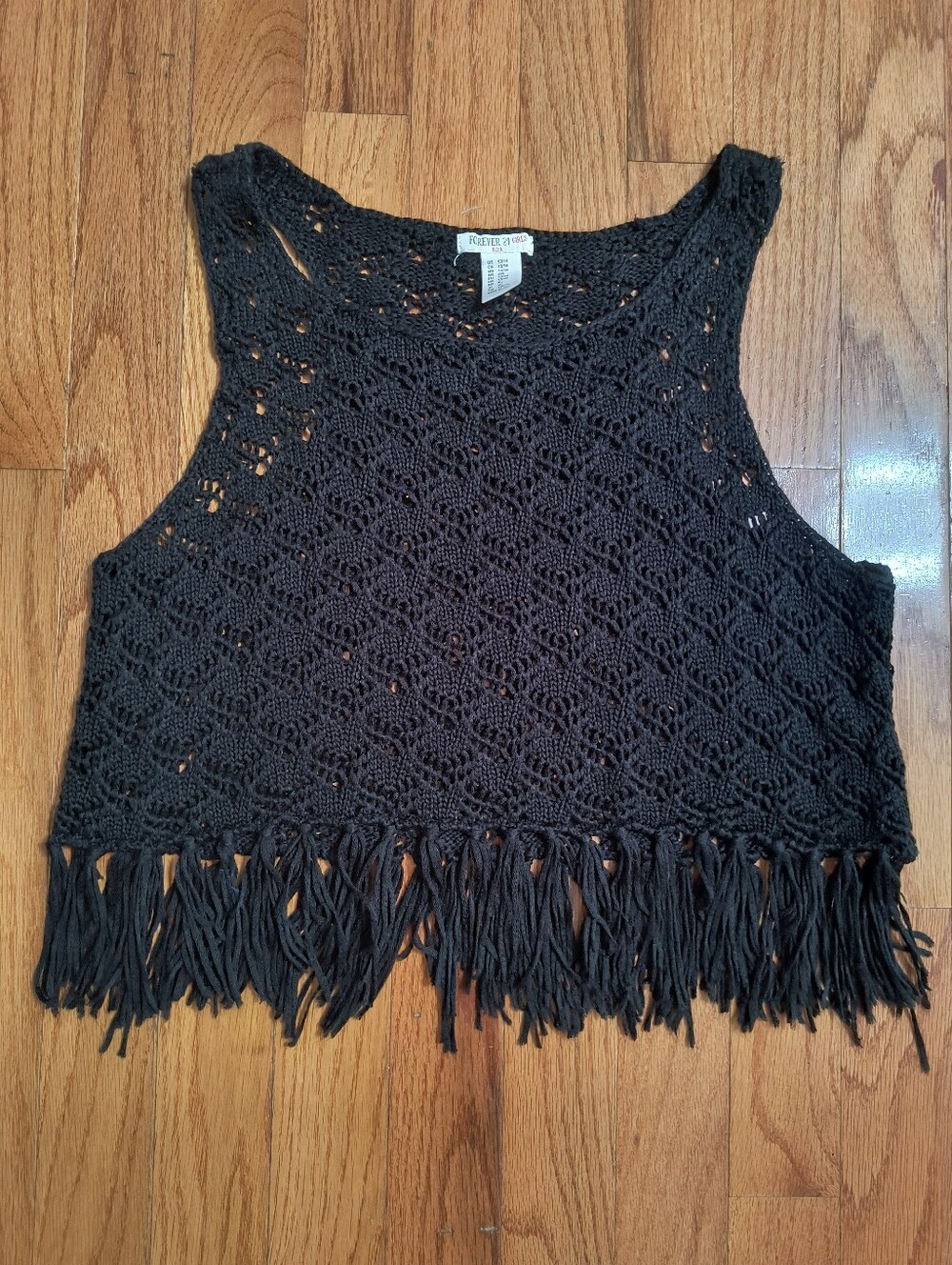 Pick 3/$10⭐ Forever 21 Girls 13/14 or women's xs crochet tassel black top